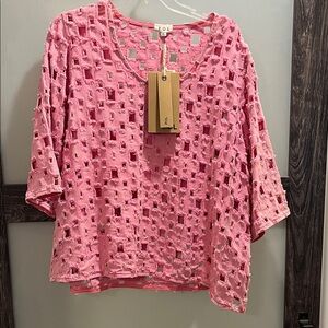POL Women's Textured Pink Blouse